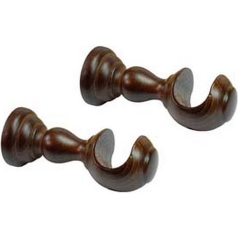 2PZ SUPPORTO APERTO Ø MM.35 IN LEGNO NOCE PER SCORRITENDA - cm.10
