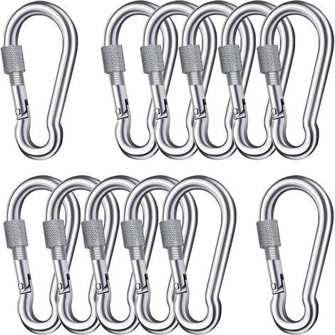 Lot de 10 mousquetons à vis M6 en acier inoxydable 304, avec capuchon à vis. (1/5)