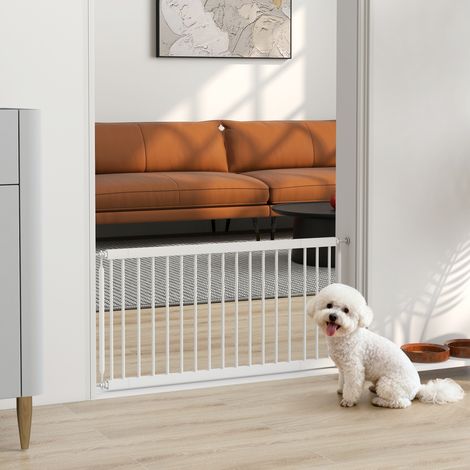 Barrière de sécurité extensible pour petits chiens, 67-93,5 cm, hauteur 45 cm, blanche (1/5)