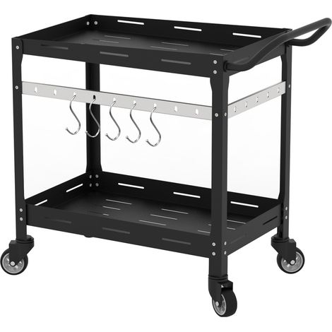 Chariot de service desserte cuisine salon meuble de rangement d’extérieur Bard acier 72 x 77 x 38 cm noir (1/5)