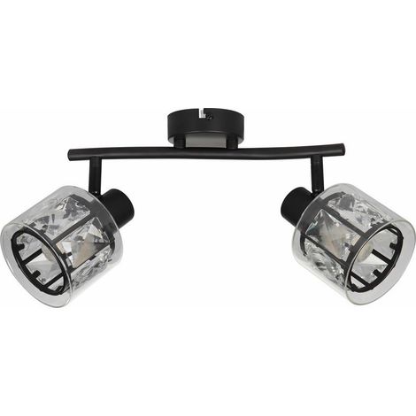 Plafoniera glamour Elmo nera barra doppia 2xE14 Reality (1/3)