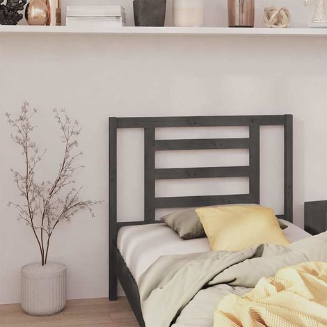 vidaXL Cabecero de cama madera maciza de pino gris 96x4x100 cm (1/5)
