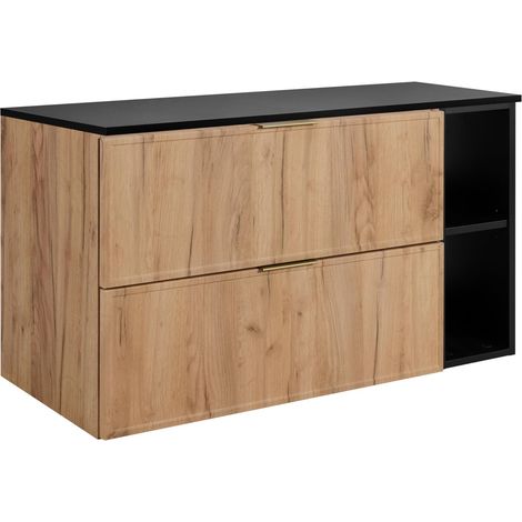 Mobiletto da bagno, Rovere Craft / Grigio Scuro, maniglia oro, 100 (80 + 20) x 46 x 57 cm (1/5)