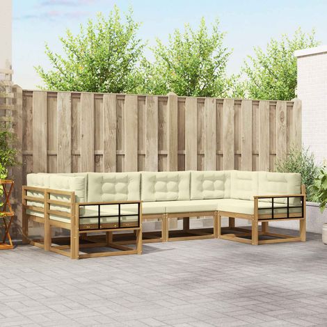 vidaXL Outdoor-Sofagarnitur mit Kissen 6 pcs Weiß und Creme (1/5)