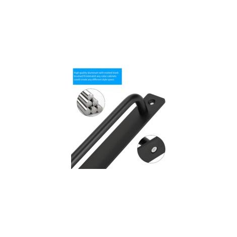 Set mit 2 Schiebetürgriffen, schwarze Türgriffe, mattschwarze Küchenschrankgriffe, Küchenschrankgriffe aus schwarzer Aluminiumlegierung, 128 mm Lochabstand (1/3)