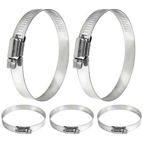 5 Pack 304 Stainless Steel Hose Clamps Adjustable 141-165mm, Hose Clamps for Swimming Pool, Pond and Garden (1/5)