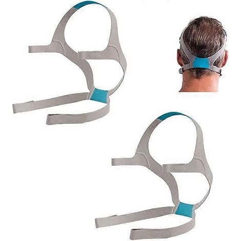 Sangles de rechange pour masque CPAP facial ResMed AirFit F20 (lot de deux) Coloris gris et bleu Nylon haute résistance (1/4)