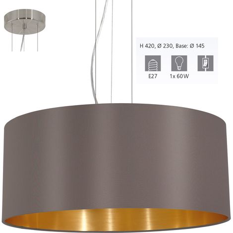 Lampadario A Sospensione Contemporaneo Maserlo Acciaio Nichel Oro 3 Luci E27 (1/5)