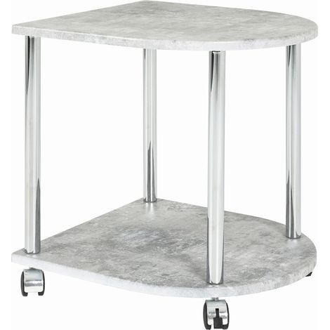 Desserte en acier et MDF optique béton-chromé - Dim : L 42 x H 40 x P 45 cm