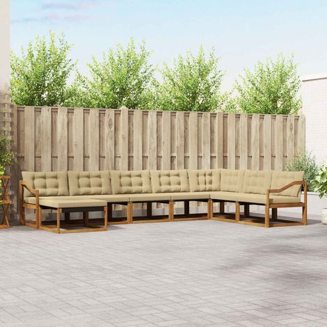 Outdoor-Sofagarnitur 8 pcs Natur und Beige Massivholz Akazie (1/5)