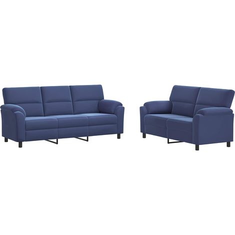 Ensemble de Canapés 2 pcs Bleu police Velours vidaXL (1/5)