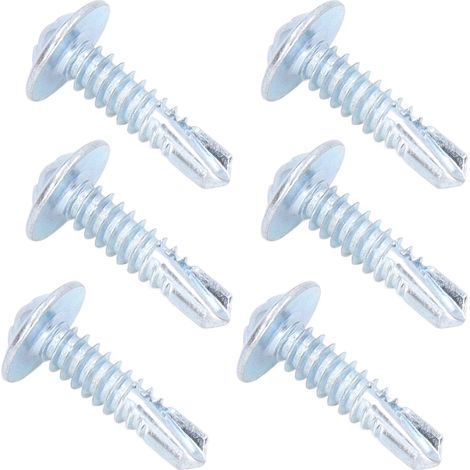 Vis à tôle M4,8 x 19 mm, tête ronde à rondelle, 250 pièces, acier carbone zingué, vis autoforeuses pour métal et bois, fixation robuste. (1/5)