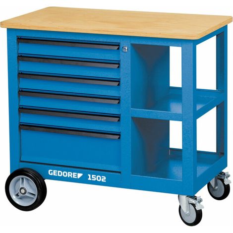 Servante roulante, type 1502, Dimensions L x l x H : 950 x 550 x 875 mm, Force portante statique/mobile 700/500 kg, Poids 65 kg (1/5)