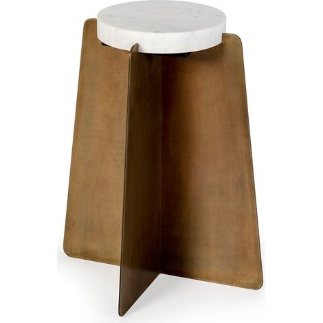 Hilfstabelle 45x45x57 Metall/Alte Gold Marmor/Weiß Möbel/Hilfstische für alle Stile, um dem Haus eine Note zu verleihen (1/2)