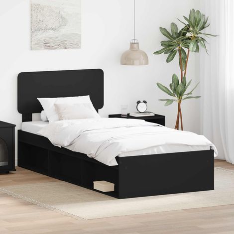 vidaXL Bettrahmen Schwarz 75 x 190 cm Massives Kiefernholz (1/5)