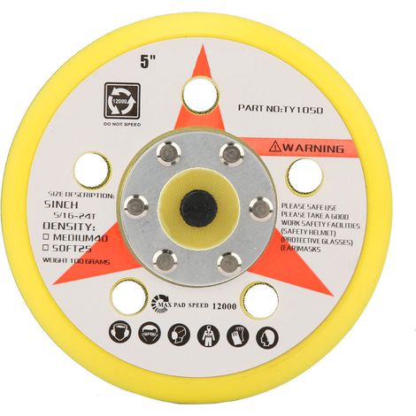Ortviai Disque de ponçage pneumatique auto-adhésif 12,5 cm 5 trous en cuir pour meuleuse pneumatique (1/5)