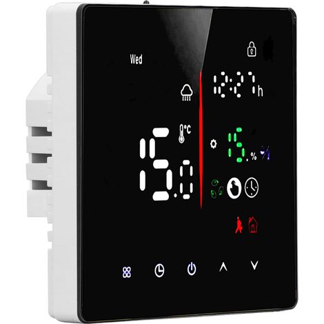 Thermostat à écran tactile avec fonction de liaison, régulateur de température mural pour chauffage au sol hydraulique et climatisation, 90-240V 3A (1/5)
