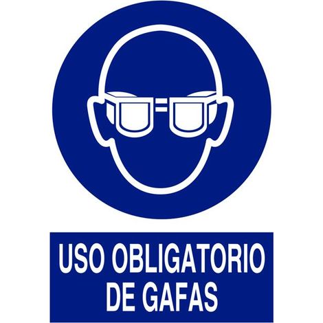 Señal adhesiva 210x148mm - uso obligatorio de gafas, diseño variable.