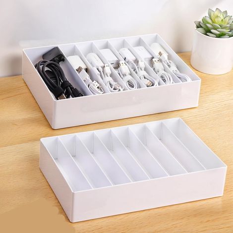 Boite Rangement Cable Blanc Avec Compartiments Réglables, Grand  2 Boîtes Range Cable, Rangement Bureau Utilisation Multi-Scénarios, Organisateur (1/4)