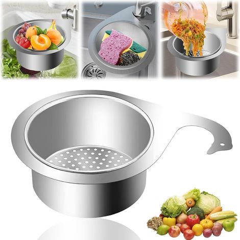 Schwanenförmiger Abtropfkorb aus Edelstahl für Spülbecken, Abtropfkorb für Eckspülen, zum Abwaschen und Abtropfen über der Spüle (1/5)