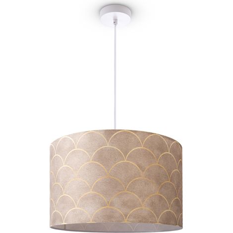 Paco Home Lampada A Plafone Soggiorno Sospensione Tavolo Paralume Tessuto Moderno Astratto Luce a sospensione - Bianca, Design 8 (Ø45,5 cm)