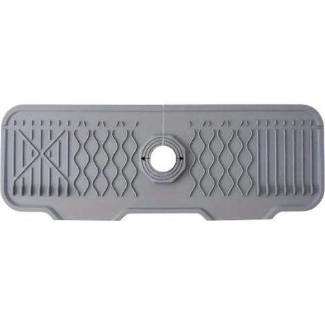 Récupérateur d'égouttement en silicone pour base de robinet – Tapis de séchage incliné – Support pour liquide vaisselle et éponge – Accessoire pour plan de travail, salle de bain et évier (43 cm) (1/5)