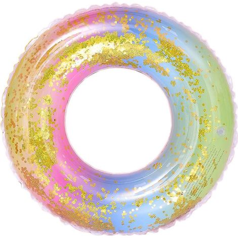 Ballon gonflable flottant pour piscine à paillettes dégradées arc-en-ciel (1/5)