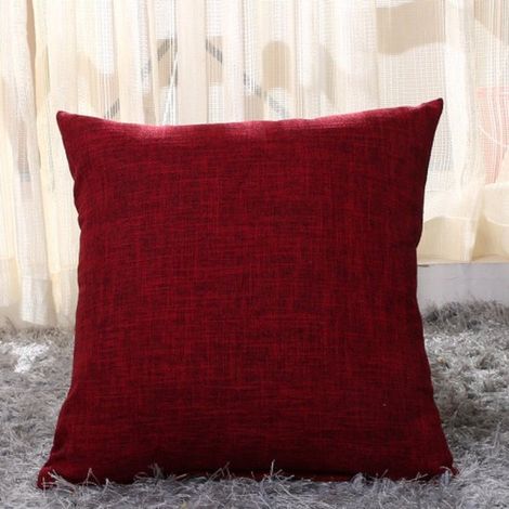Taies d'oreiller épaisses en lin - Lot de 2 - Taies carrées 40 x 40 cm - Taies d'oreiller d'extérieur - Décoration intérieure - Fermeture éclair invisible - Convient pour canapé-lit, bureau - Rouge bo (1/5)
