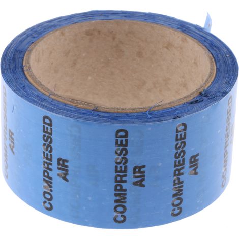 Ruban de marquage pour tuyaux Bleu, Texte: Compressed Air PP, Vinyle, largeur 50mm x Longueur 33m ( Prix pour Bobine de 33 Mètres )