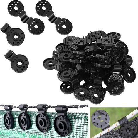 Lot de 50 clips en plastique pour toile d’ombrage, clips noirs pour pare-soleil en plastique pour serre, jardin extérieur, filet anti-oiseau, protection agricole, tissu résistant aux UV, accessoires (1/5)