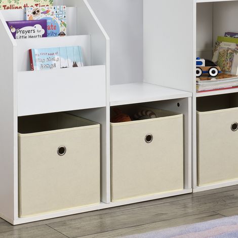 Set de 10 x Caja de almacenamiento plegable - 28x30x30cm - Juego de 10 Cajas Almacenaje - Organizadoras con Asa - Contenedores para Ropa o Juguetes - Beige [en.casa]®