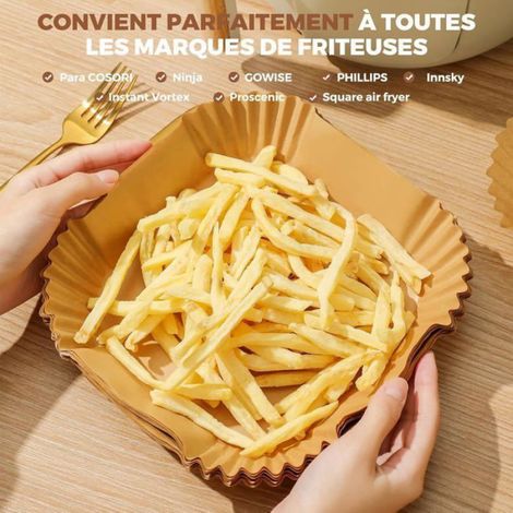 Papier Cuisson - 200 Feuilles 20x20 cm - Antiadhésif Sans Huile - Pour Friteuse À Air - Jetable (1/5)