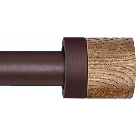Tringle à rideaux réglable de 2,5 cm avec embouts imitation grain de bois, tringle à rideaux décorative robuste pour chambre à coucher, cuisine et terrasse Bronze de 122 à 213,4 cm (1/5)