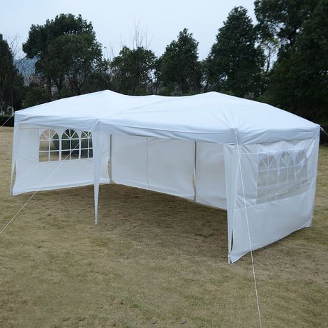 Gartenpavillon Partyzelt Bierzelt Pavillon Gartenzelt Hochzeit Festzelt Zelt 3 x 6 m Weiss (1/5)