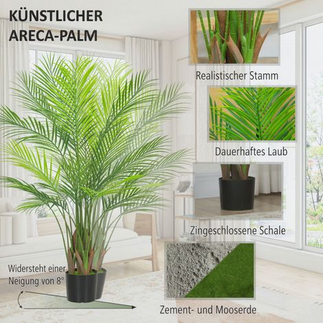 Plante artificielle d'intérieur 120 cm, palmier artificiel vert avec pot en plastique et flocage décoratif, salon, bureau (1/5)