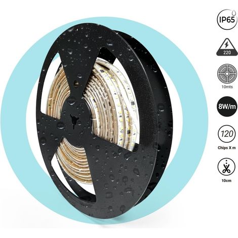 Tira LED 220V AC - Monocolor - 8W/m - 10mm - IP65 - 10 (1/5)