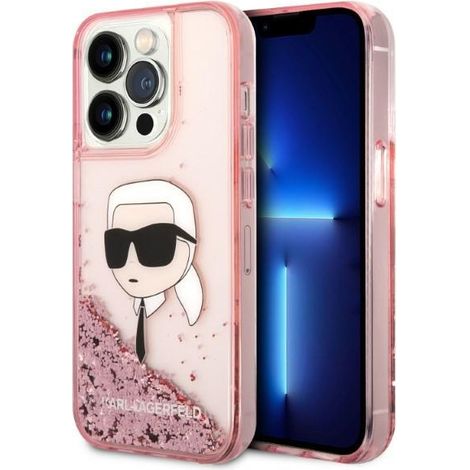 Karl Lagerfeld KLHCP14XLNKHCP iPhone 14 Pro Max 6.7" estuche rígido rosa con purpurina Karl Head (1/5)