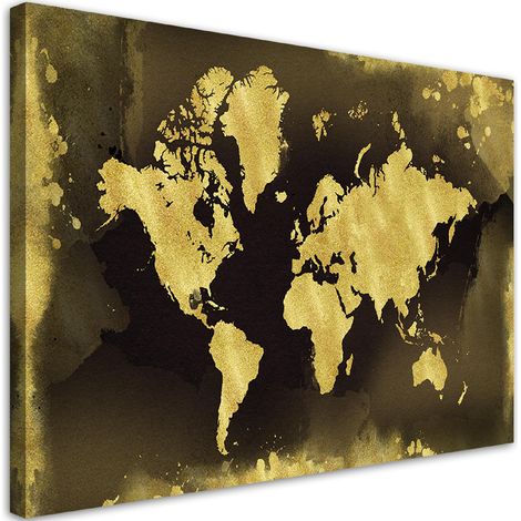Quadro su tela, Continenti d'oro vintage - 60x40 (1/5)