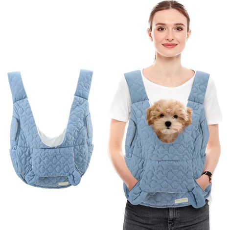 Sac à dos pour chien et chat - très grande capacité - sac de poitrine pour animaux de compagnie - imperméable et coupe-vent - portable (bleu)