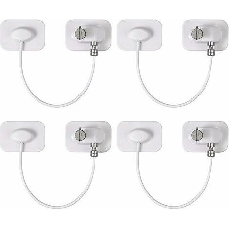 4 limitadores de seguridad para ventanas, cerradura para puerta de refrigerador con llaves, cerradura adhesiva de seguridad para ventana de congelador, cerradura de seguridad para niños para cajón, ho (1/4)