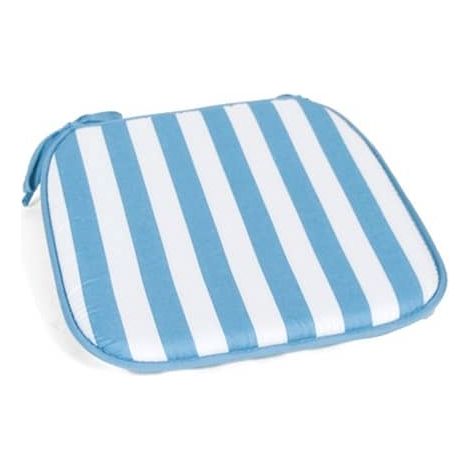 Cojin de rayas para silla 40x40 cm blanco-azul (1/2)