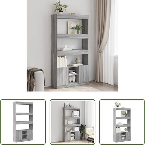 Hochregal - Highboard Grau Sonoma 92x33x180 cm Holzwerkstoff (1/5)