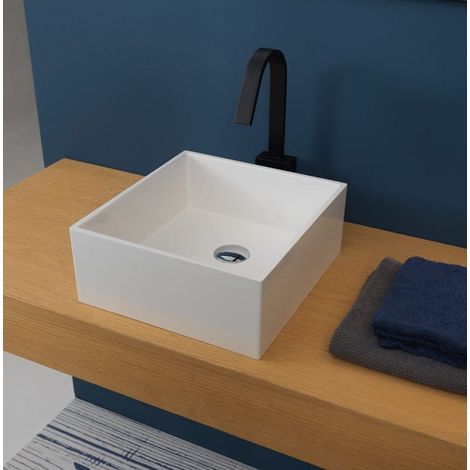 Lavabo da Appoggio Squadrato in Cristallo da 33 cm - Tecnologia Crystal Tech (1/3)