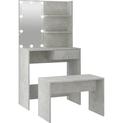 Maison Exclusive - Schminktisch-Set mit LED Betongrau Holzwerksto (1/5)