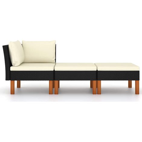 Maison Exclusive - 3-tlg. Garten-Lounge-Set Poly Rattan und Eukal (1/5)