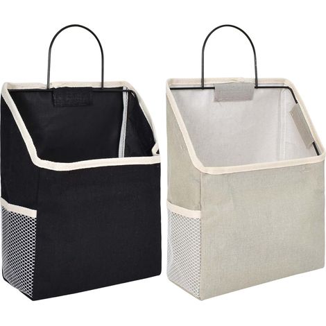 2 Pièces Sac de rangement, Crochet, Cadre en métal, Gris et Noir, Porte, Salle de bain, Cuisine (1/5)