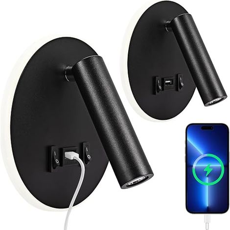 LED Reading Light, Indoor Wall Light 3W 3000K+9W 3000K, Bedside Reading Light with USB Charging Port and Switch, Bedroom Mood Lighting Adjustable Spot Light (1/5)