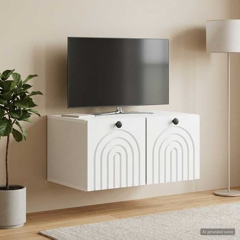 Wandmontierter TV-Schrank Weiß 59,5 x 41 x 30 cm Holzwerkstoff (1/5)
