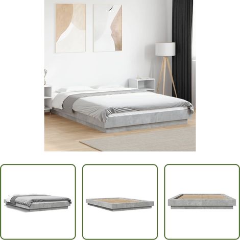 vidaXL Estructura de cama madera de ingeniería gris hormigón 120x190cm (1/5)