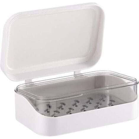 Travel soap dish with lid and removable drain plate, rectangular travel soap dish for bathroom